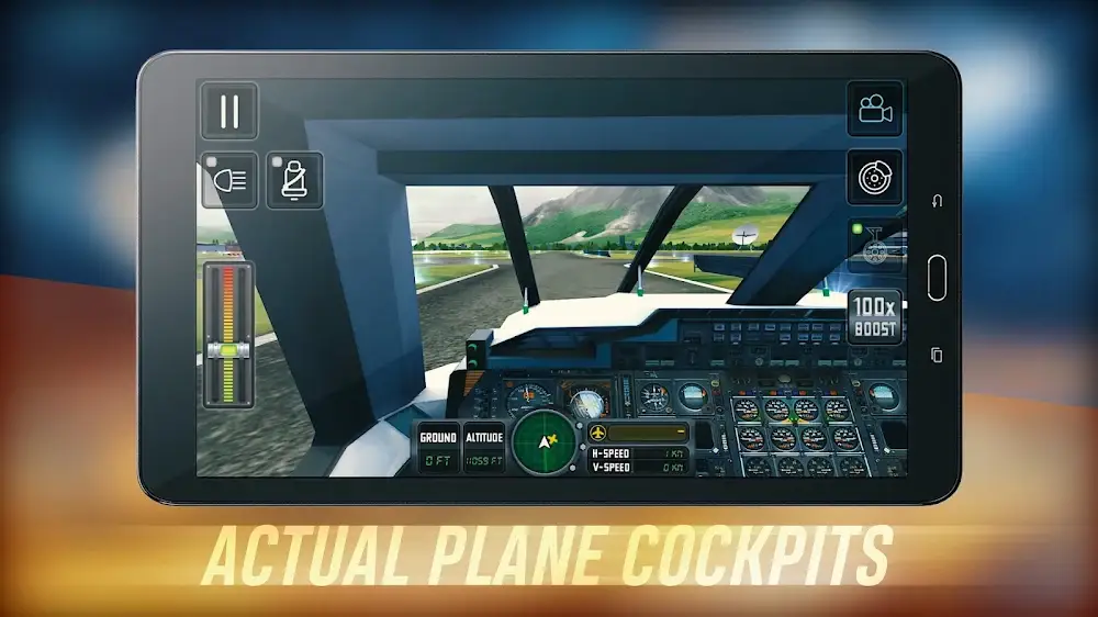 Kokpit letadla ve hře Airplane Flight Simulator EVO
