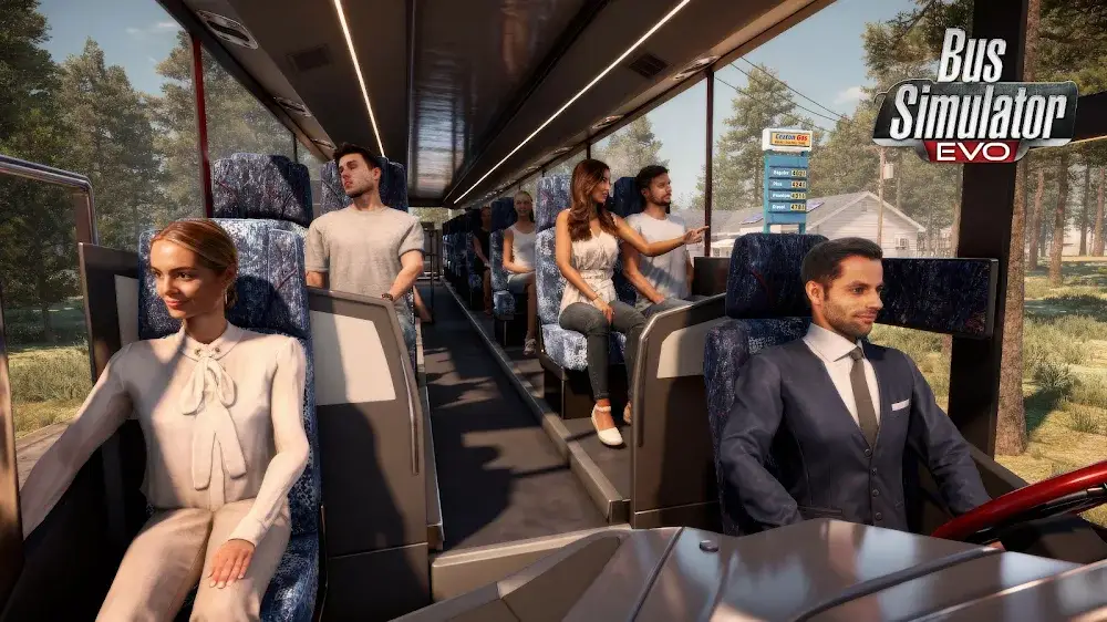 Cestující v interiéru autobusu ve hře Bus Simulator : EVO