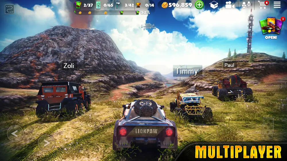 Jízda po kopcích s dalšími hráči ve hře OTR - Offroad Car Driving Game