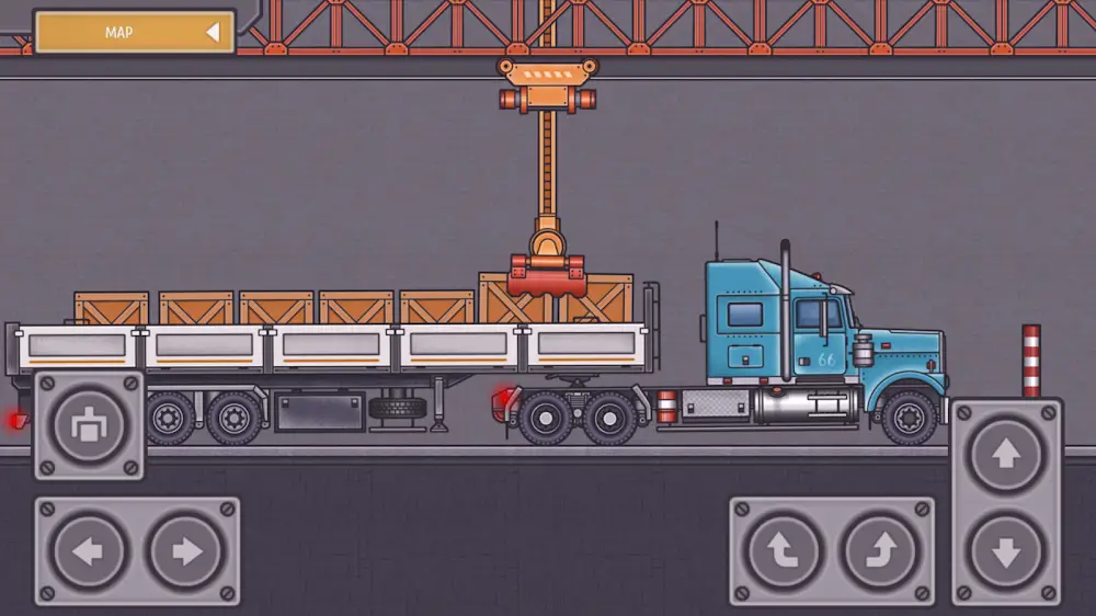 Nakládka kontejneru jeřábem ve hře Trucker Ben